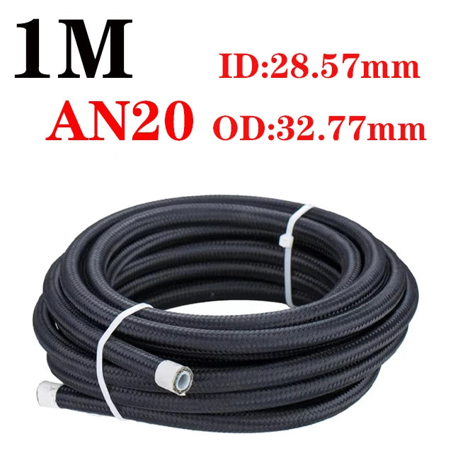 1M AN4 AN6 AN8 AN10 AN12 AN16 AN20 Universal Fuel Hose Oil Gas Cooler Line Pipe Tube Inside PTFE Nylon Stainless Steel Braided Tuck's Performance