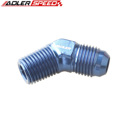 45 Degree / 90 Degree 4AN AN4 AN-4 Male To 1/8" NPT Aluminum Fuel Oil Fitting Adapter Blue/Black Tuck's Performance