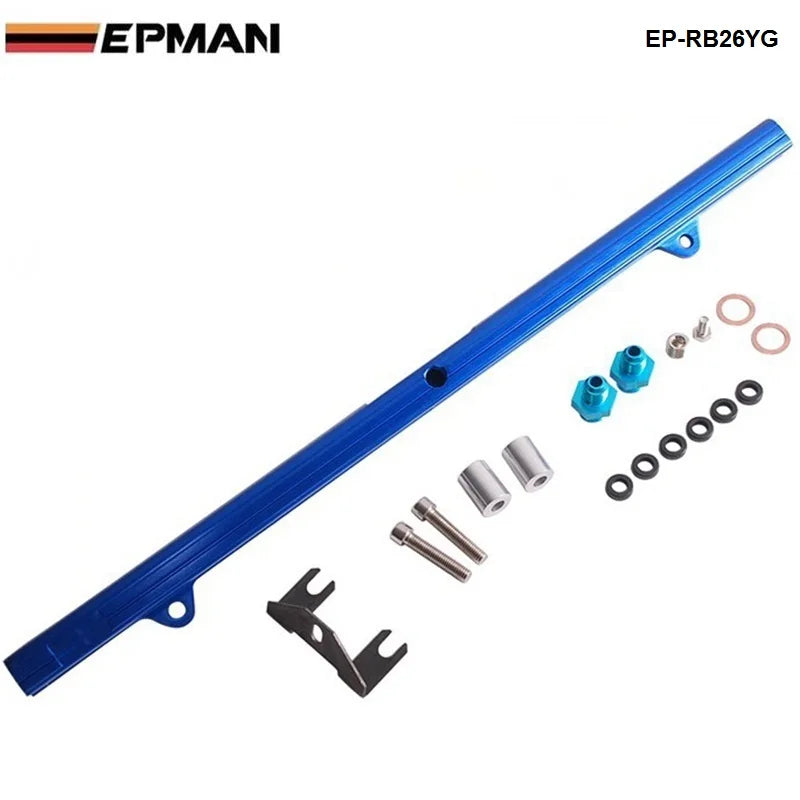 Aluminium Billet Top Feed Injector Fuel Rail Turbo Kit Blue For Nissan Skyline BNR32 R33 34GTR R34 88-ON RB26 EP-RB26YG Tuck's Performance