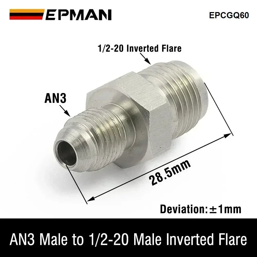 EPMAN Inverted Flare Fitting Turbo Oil Feed Adapter To Male AN3 AN4 Stainless Steel 304 EPCGQ161 Tuck's Performance