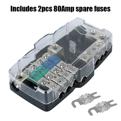 12V / 24V Heavy-Duty Fuse Distribution Block – 2-In / 4-Out with LED Fault Indicator (30A / 60A Options) Tuck's Performance