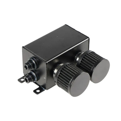 Universal AN10 1.2L Twin Baffle Dual Filter Engine Oil Catch Can Tank with Air Filters Oil Catch Reservoir Tank Can Breather Kit Tuck's Performance