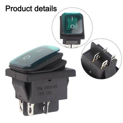 Power Switch Switch Rocker Switch Waterproof Green KCD4 LED Waterproof Rocker With Light 12V/24V/220V Auto Parts Tuck's Performance