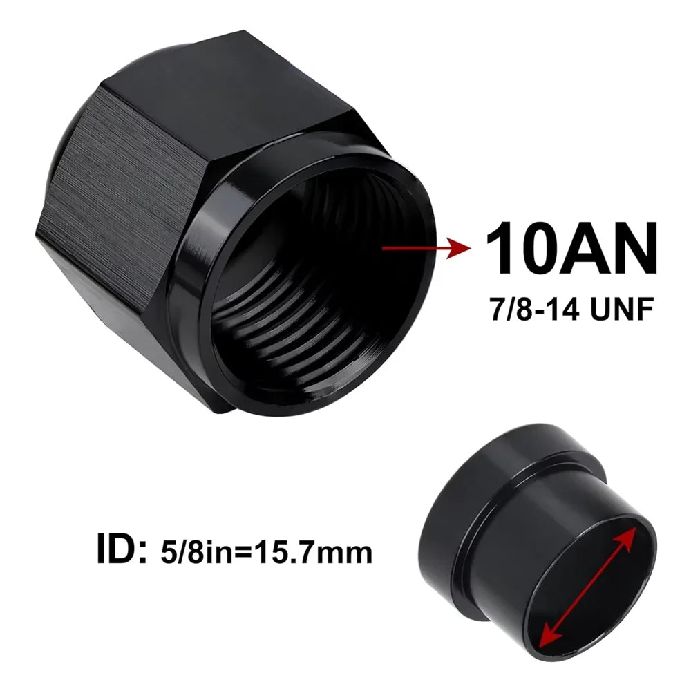 4AN 1/4 6AN 3/8 8AN 1/2 12AN 3/4 10AN Female to 5/8"Hardline Tube Nut and Sleeve Fitting Adapter Aluminum Tube Hose Line Fitting Tuck's Performance