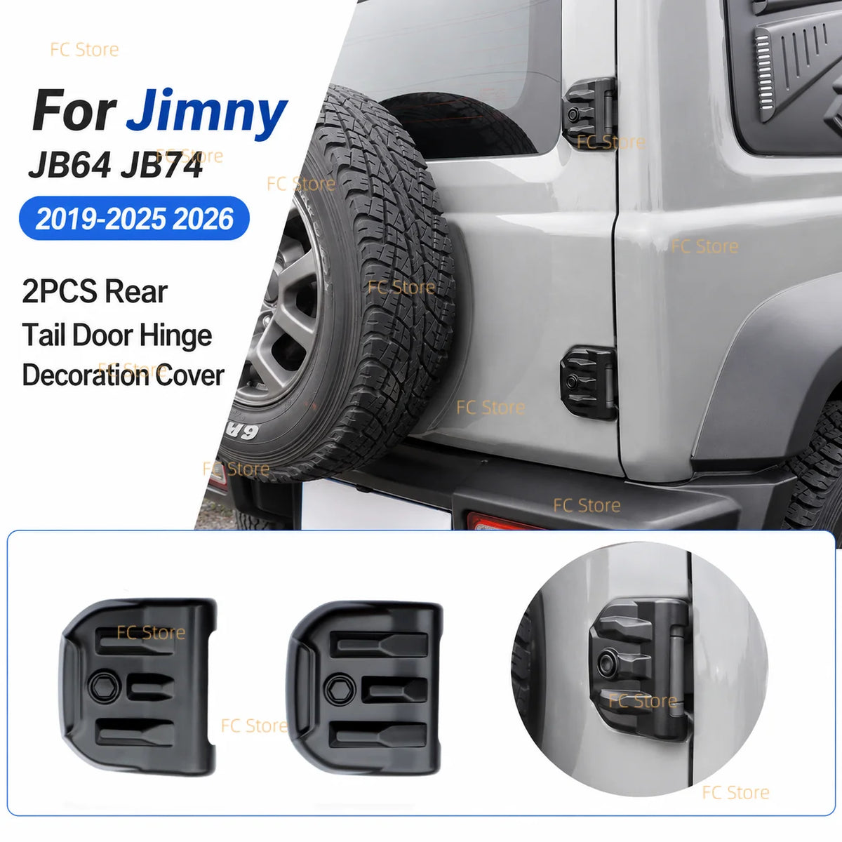 2PCS for Jimny 2019-2026 JB64 JB74Rear Tail Door Hinge Decoration Cover Tailgate Trim Exterior Protection Accessories Christmas Tuck's Performance