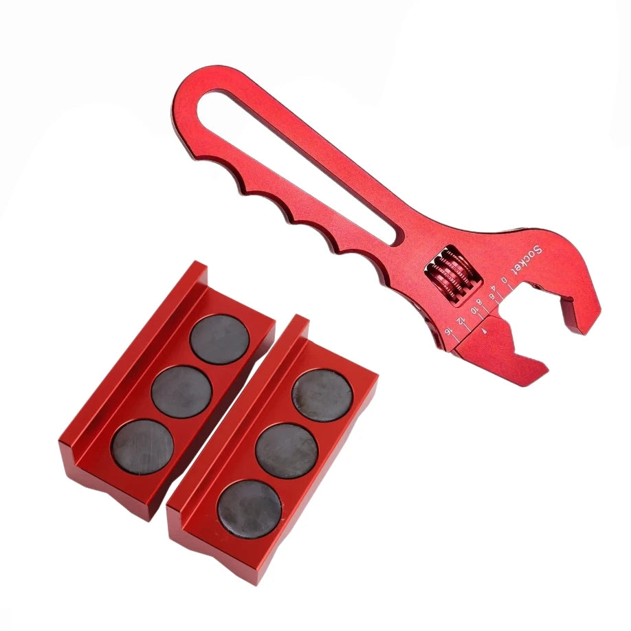 Aluminum Adjustable Wrench Spanner + Vise Jaw Inserts for Fuel Hose End Fitting Tuck's Performance