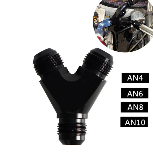 High Quality AN4 AN6 AN8 AN10 Y Adapter Block Male Thread Fuel Hose Fitting Adapters Tee Oil Pipe Joint Universal Aluminium Tuck's Performance
