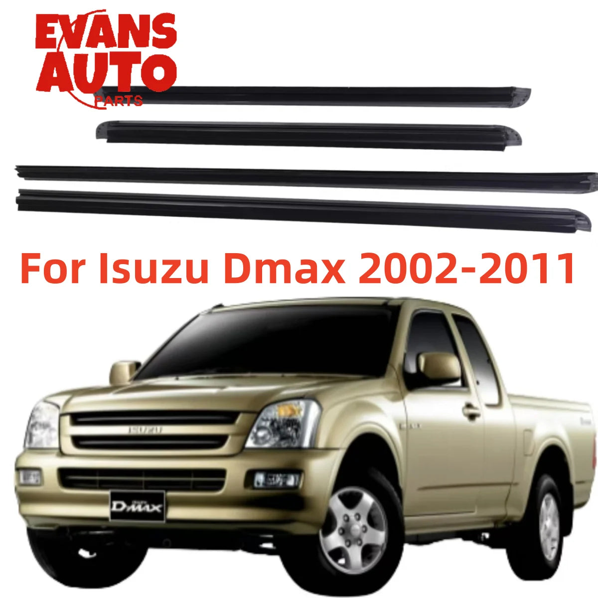 4Pcs Car Window Weatherstrip Black For Isuzu Dmax 2002-2011 8-98004222-0 8-98004221-0 8-98004224-0 8-98004223-0 Tuck's Performance