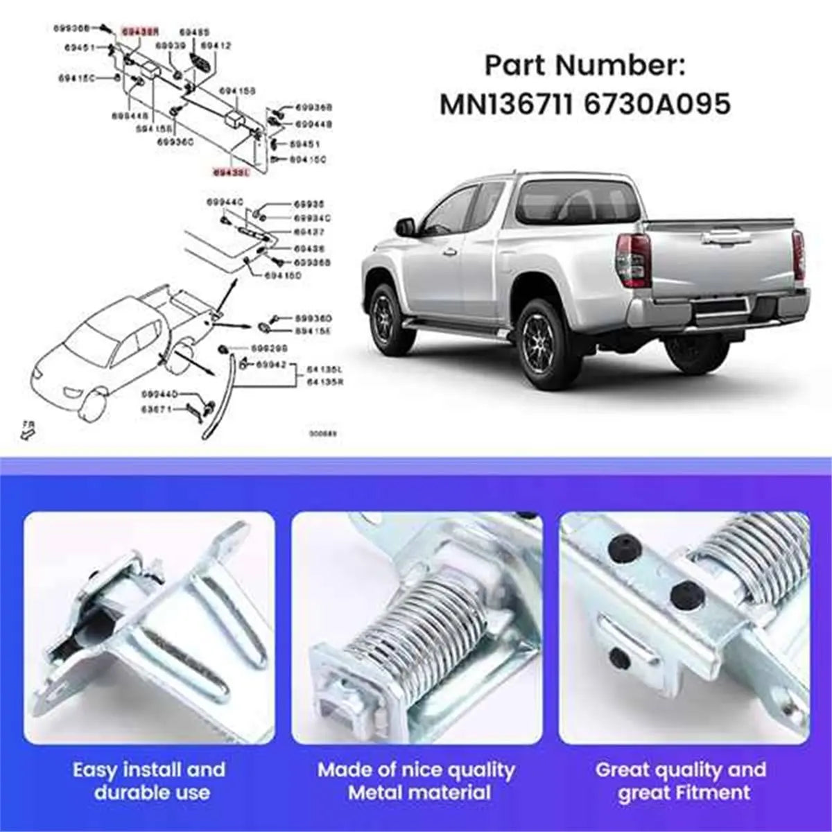 #27R Automotive Parts & Accessories,Rear Gate Latch Striker Tailgate Lock for Mitsubishi L200 Triton (Metal) Tuck's Performance