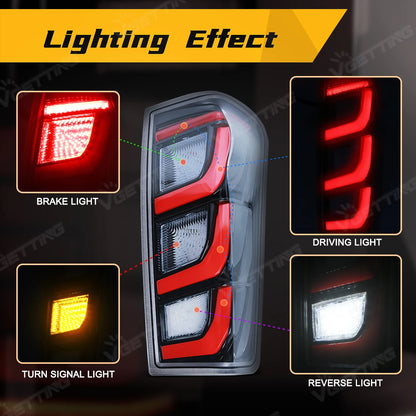 LED Taillights Assembly For Isuzu D-MAX 2012-2019 Rear Brake Lamps Flowing Taillight Reversing Tail Lamp Car Accessories Tuck's Performance
