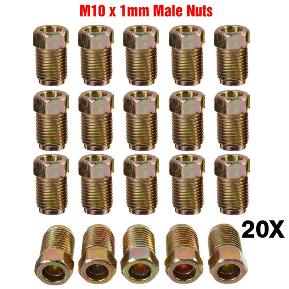 20x Car Brake Line Fittings Set For 3/16"Copper Brake Pipe Brake Line Fitting Kit Tube Inverted Flares Metric End Union Nuts Tuck's Performance