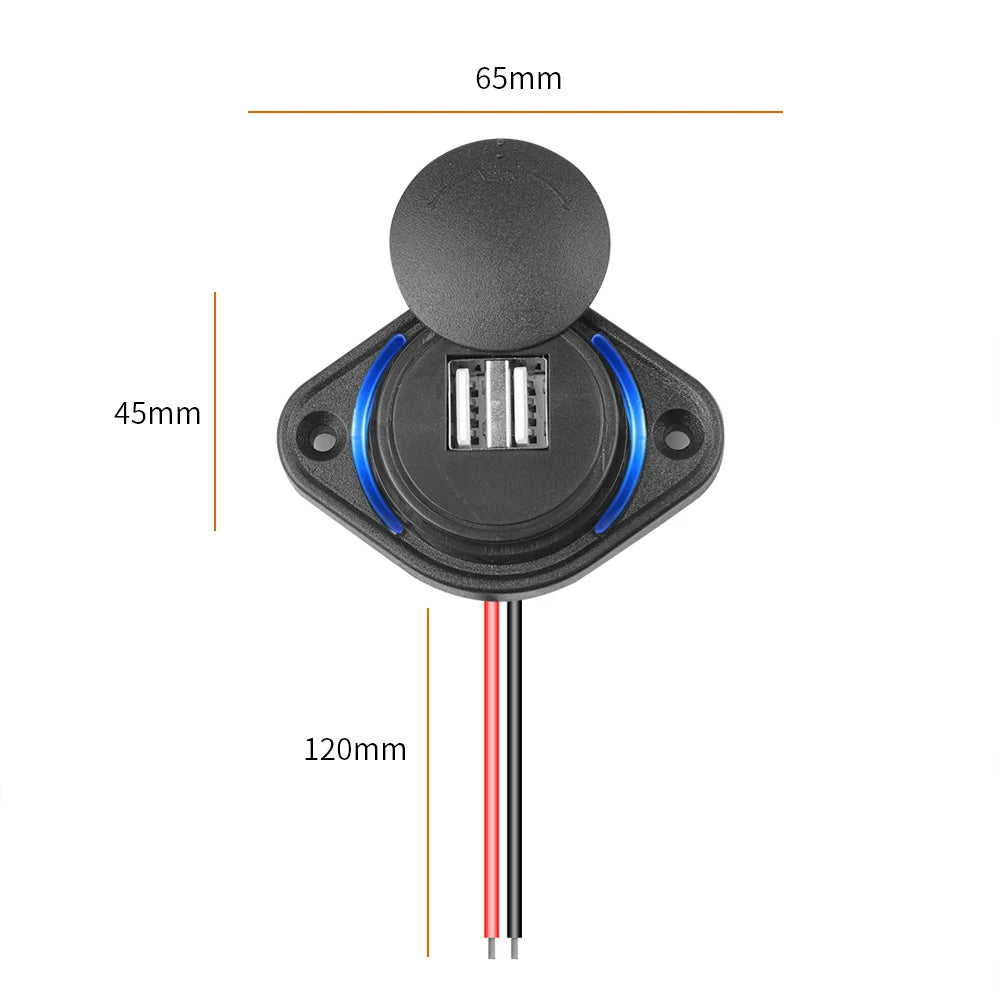 12-24V 3.1A Dual USB Charger Power Socket Adapter Charging Panel Mount for Motorbike Car Boat ATV UTV Camper Caravans Tuck's Performance