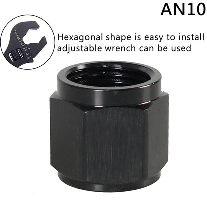 1PC AN4 AN6 AN8 AN10 AN12 Adapter Female Flare End Cap Plug Tube Fitting Hex Head Port Fitting Aluminum Black Tuck's Performance