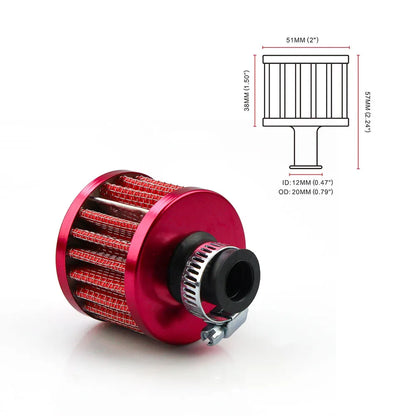 Universal Interface Car Air Filters 12mm For Motorcycle Cold Air Intake High Flow Crankcase Vent Cover Mini Breather Filters Tuck's Performance