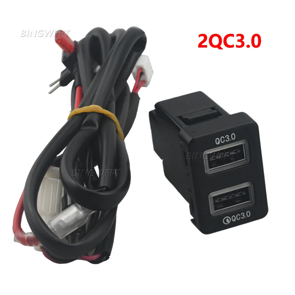Red LED Car USB Charger PD Quick Charge Phone Charging Adapter Outlet Button For Mitsubishi Outlander Eclipse Cross L200 Triton Tuck's Performance