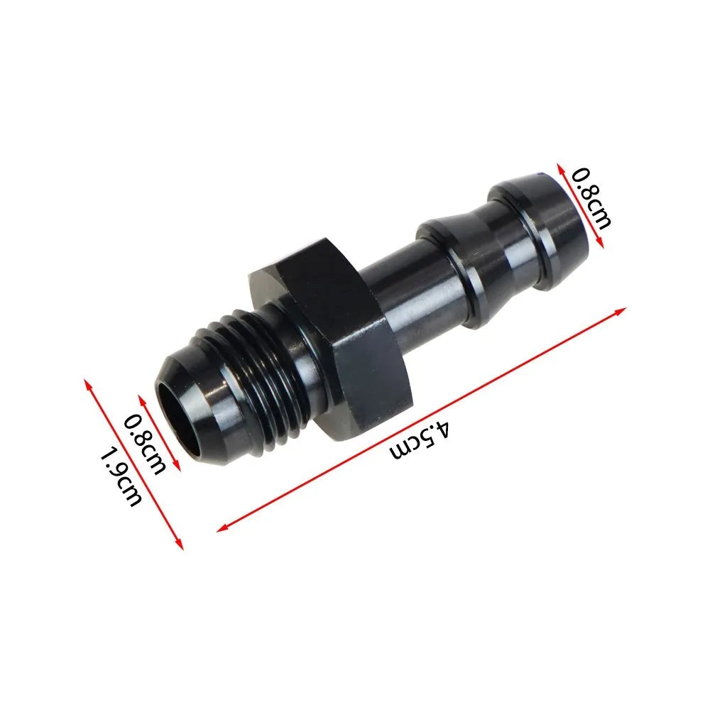 6AN Flare to 3/8" or to 5/16" Hose Barb Adapter Fittings, Aluminum Fuel Line Male 8AN to 1/2" Push On Barb Connector Black Tuck's Performance