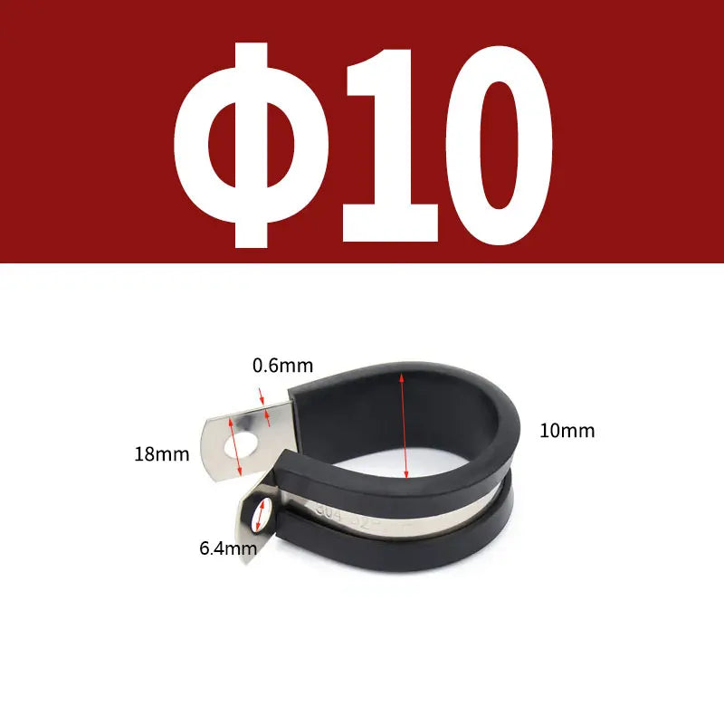 6-60mm Rubber 304 Stainless Steel Cable Clamp Pipe Metal Cushioned Insulated R Shape Wire Cord Installation Fixed Bracket Clamps Tuck's Performance