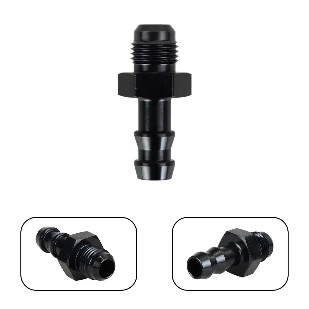 6AN Flare to 3/8" or to 5/16" Hose Barb Adapter Fittings, Aluminum Fuel Line Male 8AN to 1/2" Push On Barb Connector Black Tuck's Performance