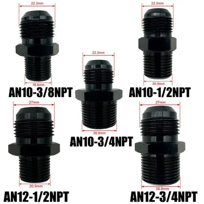 2X Flare Male AN4 AN6 AN8 AN10 AN12 To 1/4NPT 1/8NPT 3/8NPT 3/4 NPT Thread Straight Fittings Fuel Oil Cooler Hose Pipe Adapter Tuck's Performance