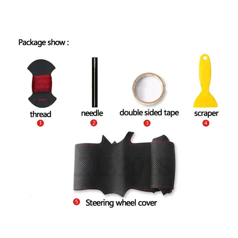 customized DIY Full coverage Steering Wheel Cover Accessorie for Nissan navara d22 1999 2000 2001 Almera N16 X-Trail Samsung SM3 Tuck's Performance