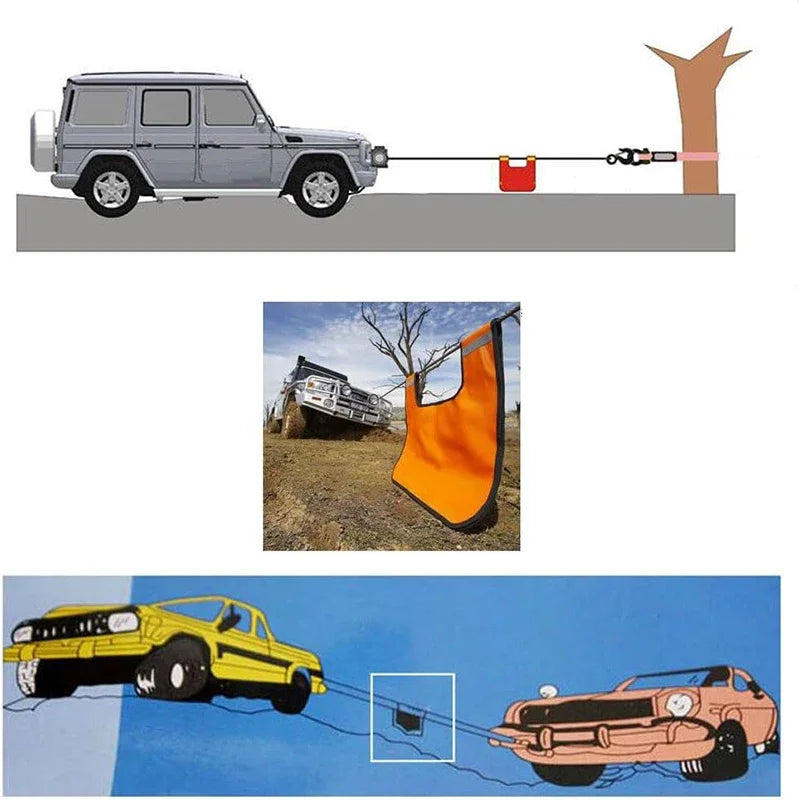 Winch Rope Dampener Blanket Cable Damper Cushion with Pocket Reflective Strips Heavy Duty Car Off-Road Safety Recovery Blanket Tuck's Performance