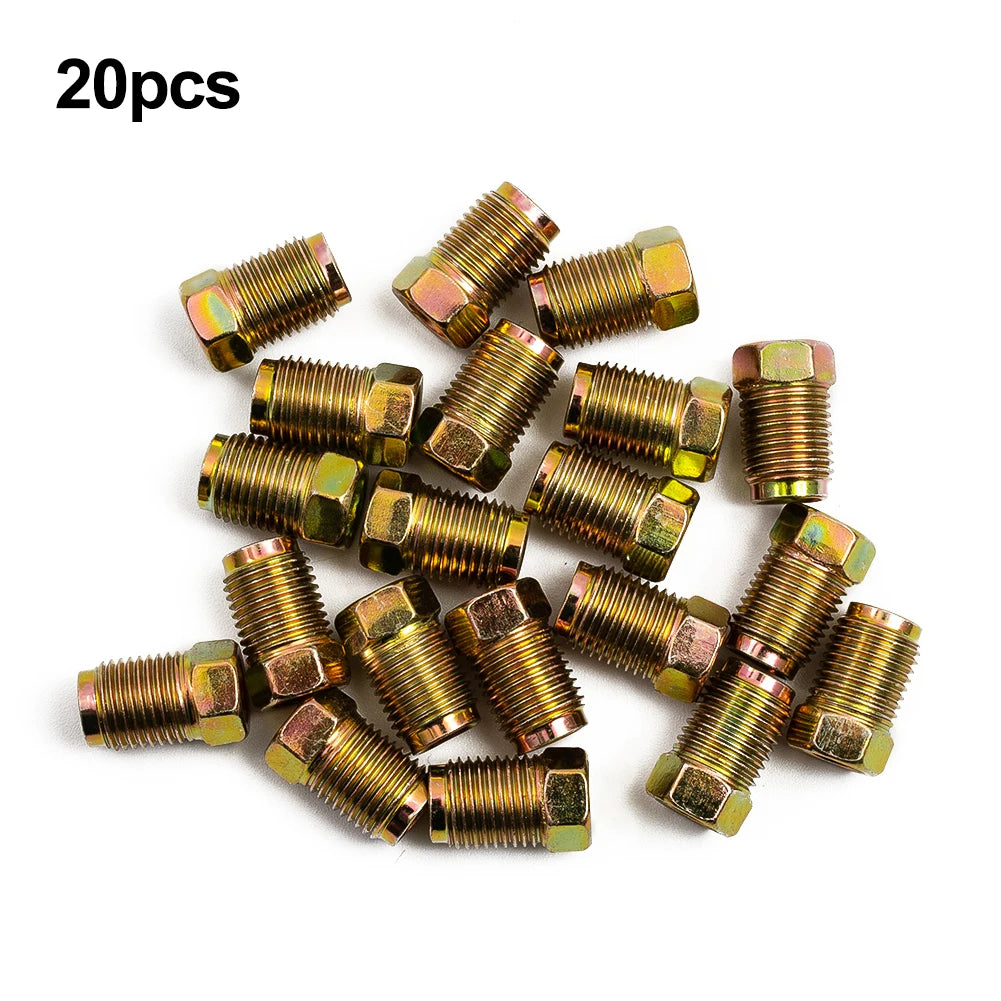 20x Car Brake Line Fittings Set For 3/16"Copper Brake Pipe Brake Line Fitting Kit Tube Inverted Flares Metric End Union Nuts Tuck's Performance