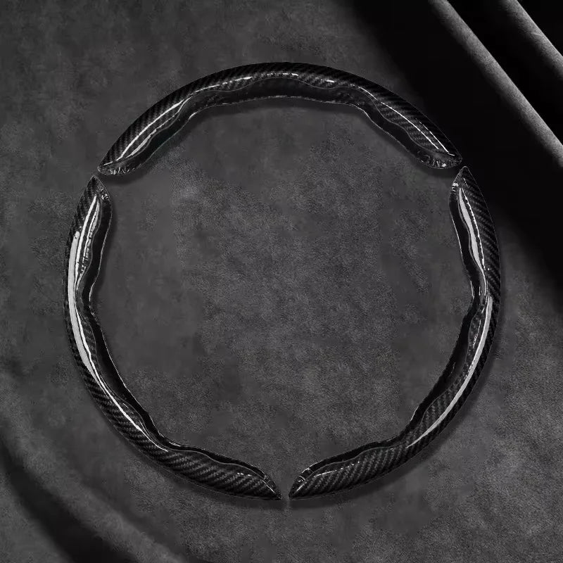 2/3PCS Laser Carbon Fiber Silicone Car Steering Wheel Cover 1K Micro Fiber Leather PVC Wheel Booster Cover Non-Slip Universal Tuck's Performance