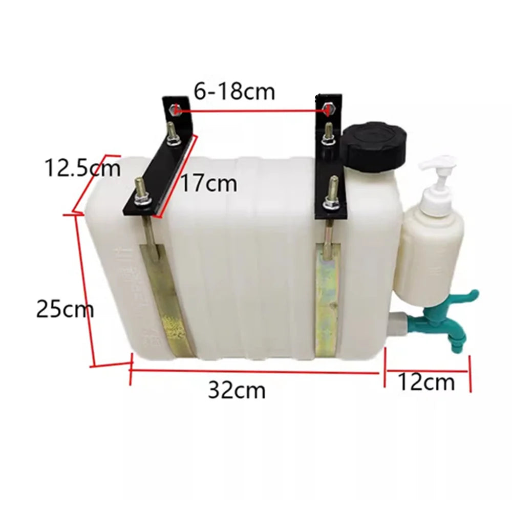 9L fresh water tank with tap and soap dispenser - dimensions