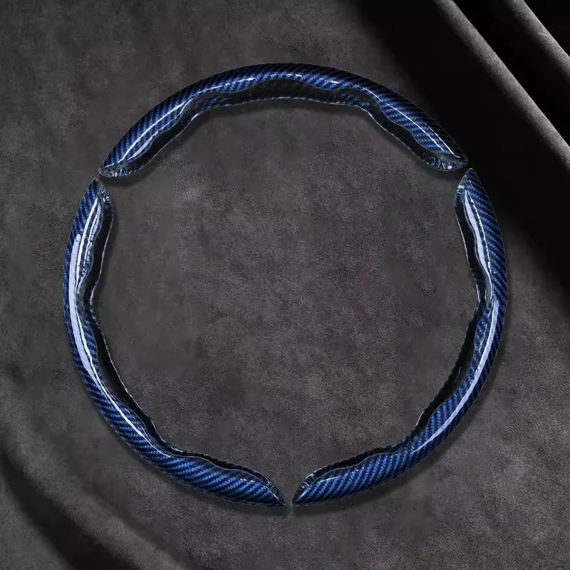 Blue carbon-look steering wheel cover 3 piece set
