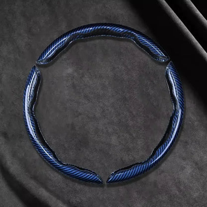 Blue carbon-look steering wheel cover 3 piece set