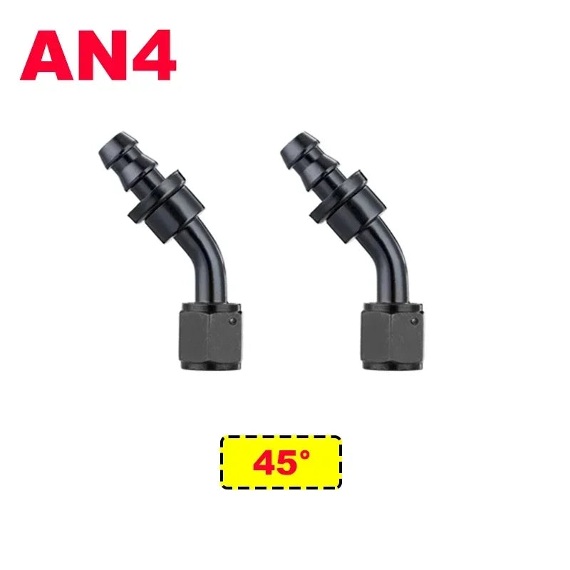 2X 4AN 6AN 8AN 10AN 12AN Oil Fuel Cooler Push-On Hose Fittings 0 45 90 180 Degree Push Lock Rubber Tube End Adapter Aluminum Tuck's Performance