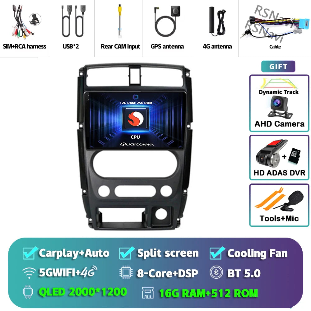 Android 16 Carplay Auto 2K Screen Car Radio Multimedia Player For Suzuki Jimny 3 2005 - 2019 Autoradio GPS Stereo 2din Head Unit Tuck's Performance