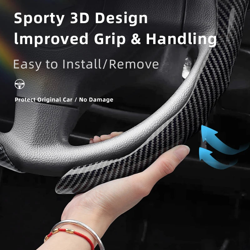 Suitable for Suzuki Carbon Fiber Texture Steering Wheel Cover Snap-On Wave-Shaped Sports Design Protective Case Alto S-Presso Celerio Ignis Swift Dzire Baleno Fronx Vitara E Vitara Grand S-Cross Jimny Xl7 Tuck's Performance