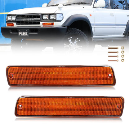 2Pcs Front Bumper Daytime Running Light Turn Signal Light Parking Light For 1991-1997 Toyota Land Cruiser 80 FJ82 Lexus LX450 Tuck's Performance