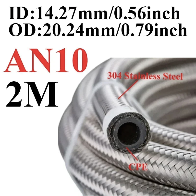 Stainless Braided CPE Fuel & Oil Hose | AN4 to AN12 | 1 to 6 Metre Tucks Performance