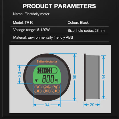 TR16 DC 8-100V Battery Tester 50A 100A 350A Battery Capacity Tester Digital Waterproof Ammeter Voltmeter with Memory Function Tuck's Performance