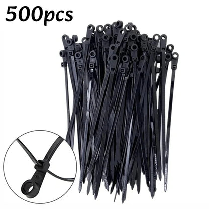 100-500pc Nylon Cable Ties with Screw Mounting Hole Fixed Cables Zip Tie Wire Fastening Straps Reusable Self-locking Cable Ties Tuck's Performance