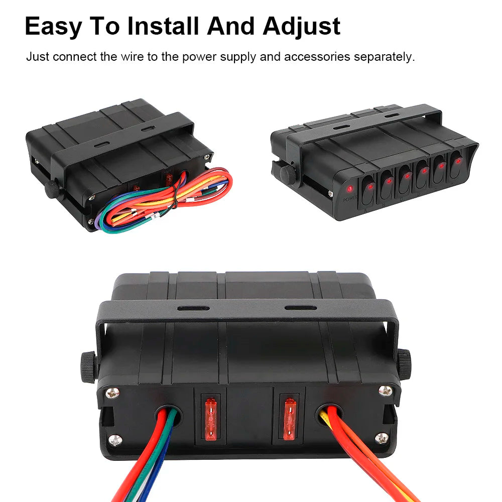 24V 12V 6 Buttons Switch Panel With 30A Fuse Blade Indicator Car Lights Toggle Accessories Tuck's Performance