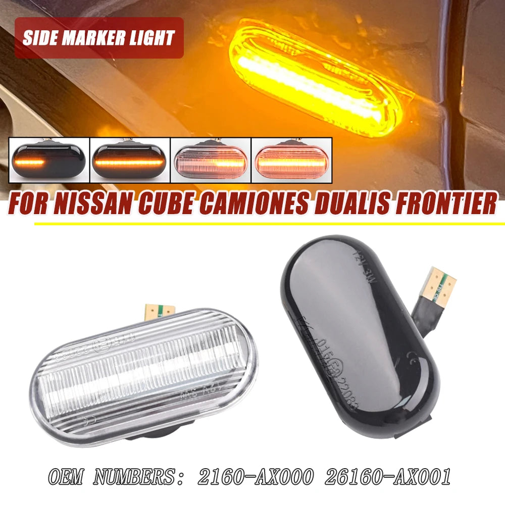 Car Dynamic Side Marker LED Turn Signal Light For Nissan Cube Z11 Tiida C11 Note E11 NE11 Micra K12 NP300 Navara D40 Qashqai J10 Tuck's Performance