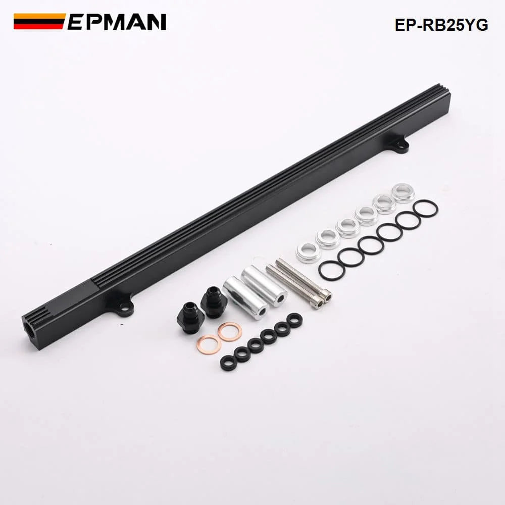 EPMAN Aluminium Billet Top Feed Injector Fuel Rail Turbo Kit Black High Quality For Nissan Skyline RB25 ECR33 EP-RB25YG Tuck's Performance