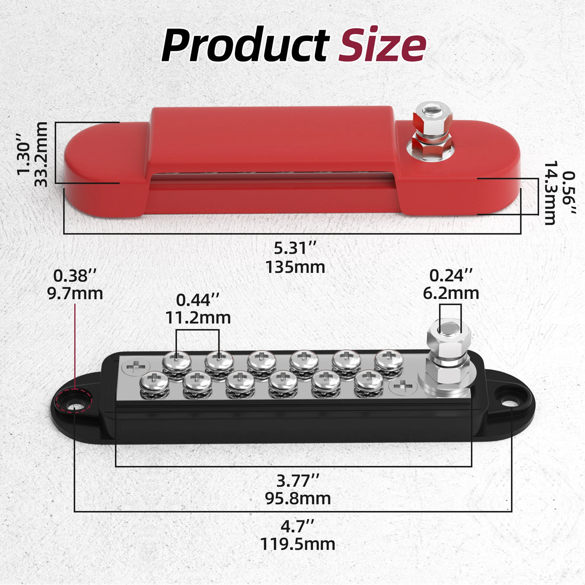 12V / 24V Universal Power Distribution Bus Bar – 150A Battery Busbar (Dual Positive & Ground) Tuck's Performance