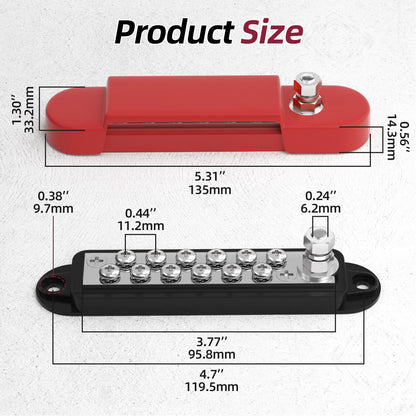 12V / 24V Universal Power Distribution Bus Bar – 150A Battery Busbar (Dual Positive & Ground) Tuck's Performance
