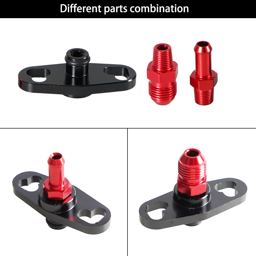 Car Fuel Rail Pressure Regulator Adapter Kit Set Fuel Rail Adapter Replacement Accessories For Toyota Nissan Aluminium Alloy Tuck's Performance