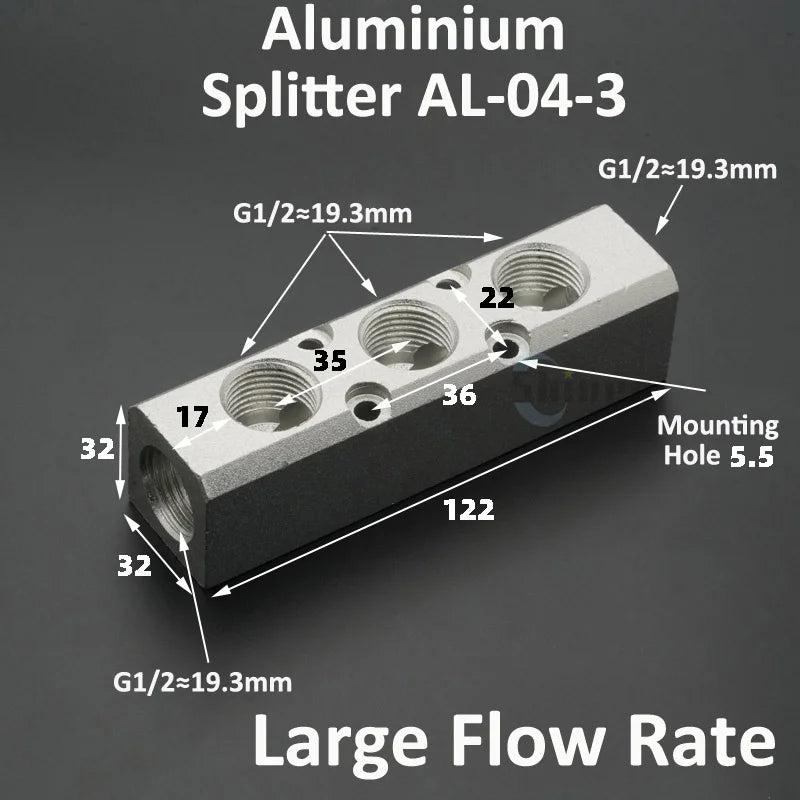 Aluminium Splitter 1/8" 1/2" BSP Internal Thread Port 2 3 4 5 6 7 8 9 10 Way 1/4 Pneumatic Air Manifold Distributor Connector Tuck's Performance