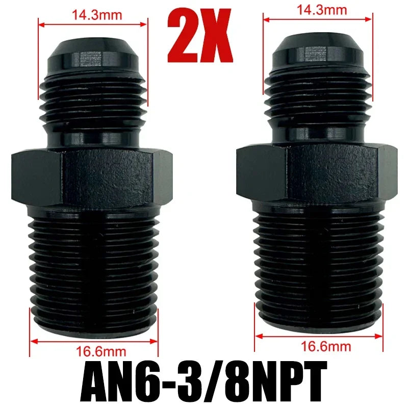 2X Flare Male AN4 AN6 AN8 AN10 AN12 To 1/4NPT 1/8NPT 3/8NPT 3/4 NPT Thread Straight Fittings Fuel Oil Cooler Hose Pipe Adapter Tuck's Performance