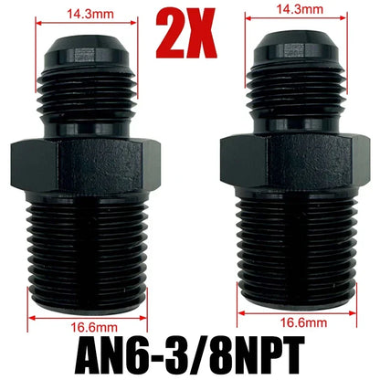 2X Flare Male AN4 AN6 AN8 AN10 AN12 To 1/4NPT 1/8NPT 3/8NPT 3/4 NPT Thread Straight Fittings Fuel Oil Cooler Hose Pipe Adapter Tuck's Performance