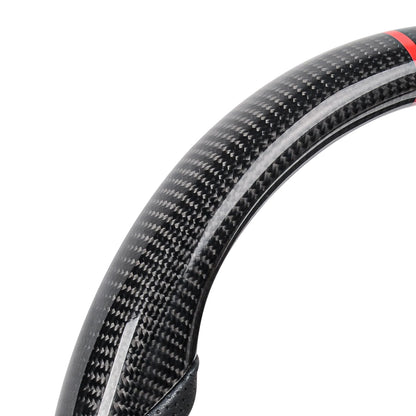 Red centre alignment mark on D-shape steering wheel