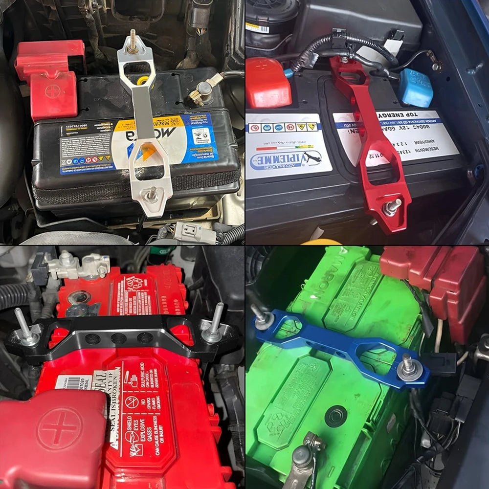 14CM/19CM Battery Hold Down Set, Car Racing Battery Tie Down Bracket Holder Lock Mount with J Bolts Tuck's Performance