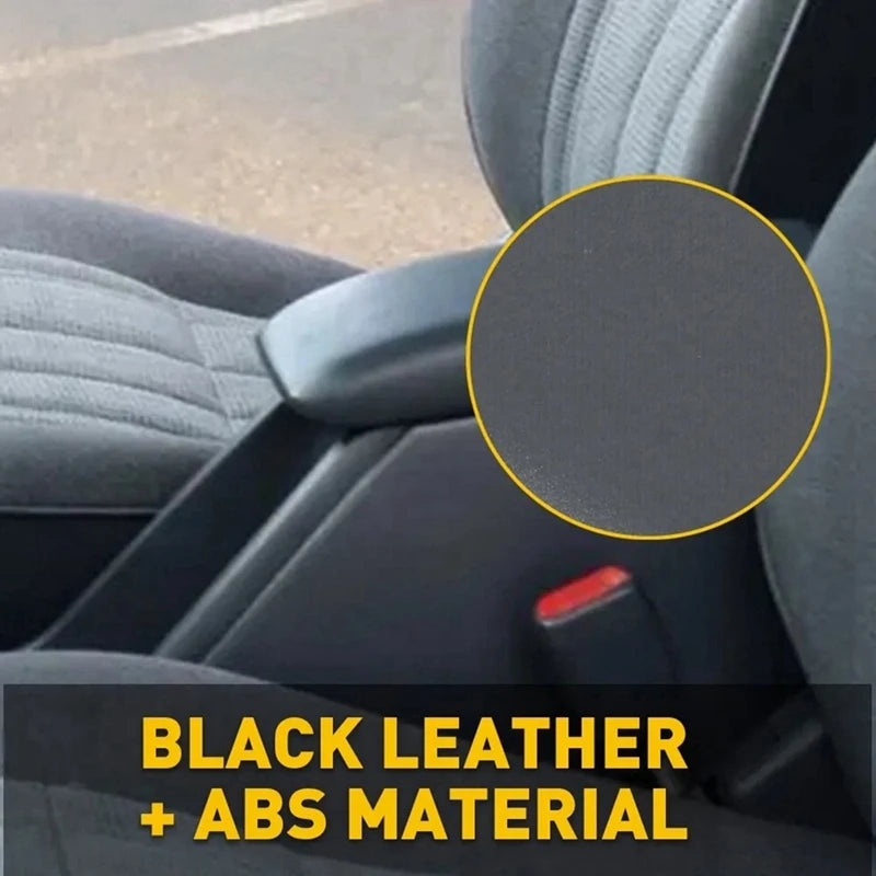 Close up of textured leather-look finish on console armrest lid