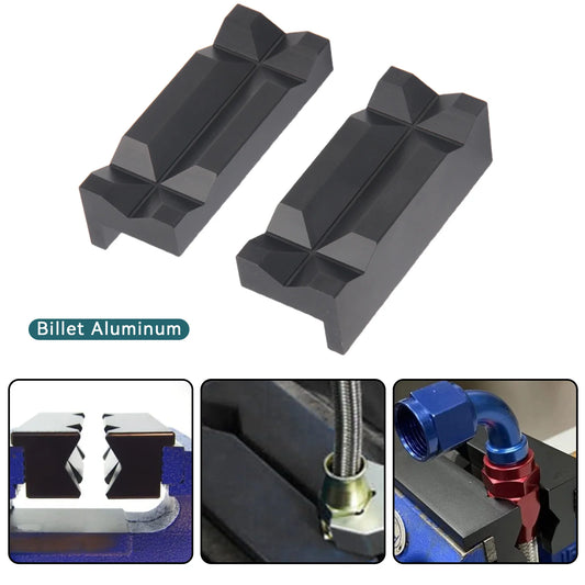 Black Aluminum 4" Vise Jaws Pads, Magnetic Reversible Pipe Vise, AN Fitting Vice Jaw Covers, Tuck's Performance